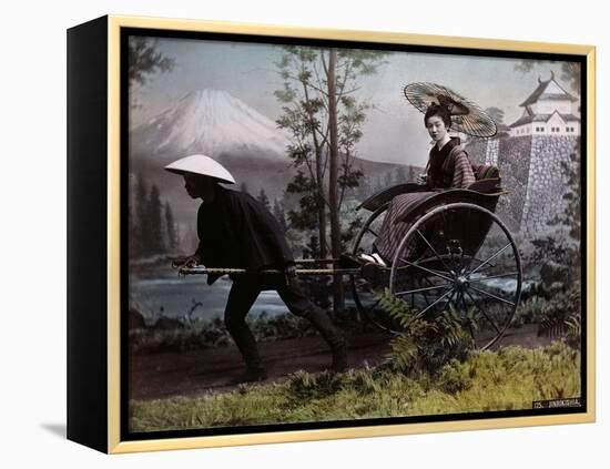 Young Japanese Woman in a Rickshaw, C.1890 (Coloured Photo)-Kusakabe Kimbei-Framed Premier Image Canvas