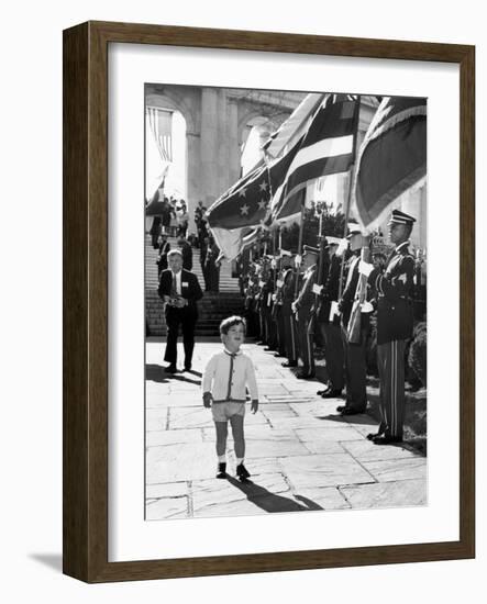 Young John Kennedy Jr, the President's Son, 'Inspects' the Honor Guard-null-Framed Photo