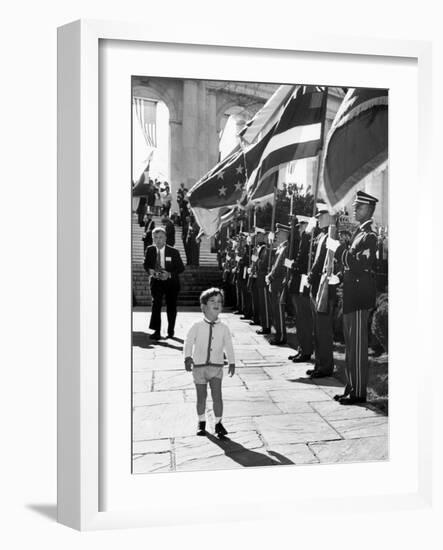 Young John Kennedy Jr, the President's Son, 'Inspects' the Honor Guard-null-Framed Photo