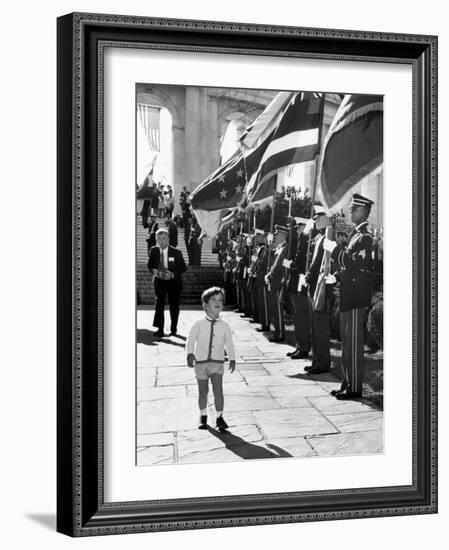 Young John Kennedy Jr, the President's Son, 'Inspects' the Honor Guard-null-Framed Photo