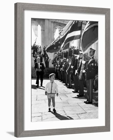 Young John Kennedy Jr, the President's Son, 'Inspects' the Honor Guard-null-Framed Photo