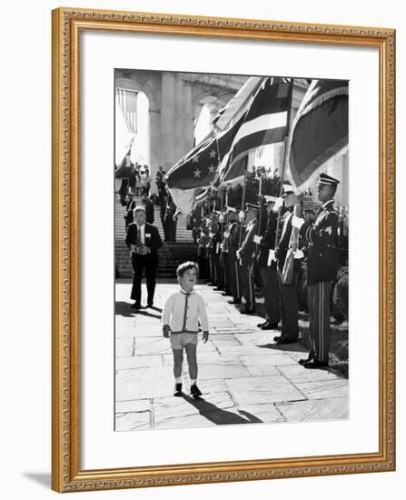 Young John Kennedy Jr, the President's Son, 'Inspects' the Honor Guard-null-Framed Photo