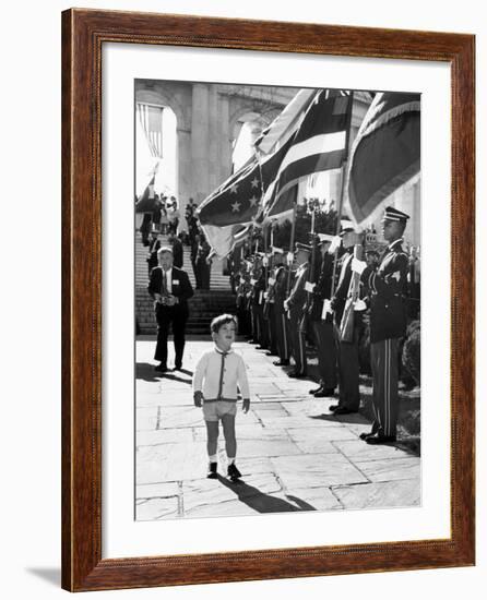 Young John Kennedy Jr, the President's Son, 'Inspects' the Honor Guard-null-Framed Photo