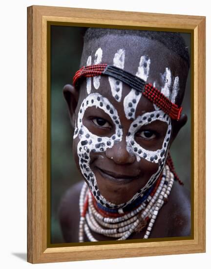 Young Karo Girl Shows Off Her Attractive Make Up, Omo River, Southwestern Ethiopia-John Warburton-lee-Framed Premier Image Canvas