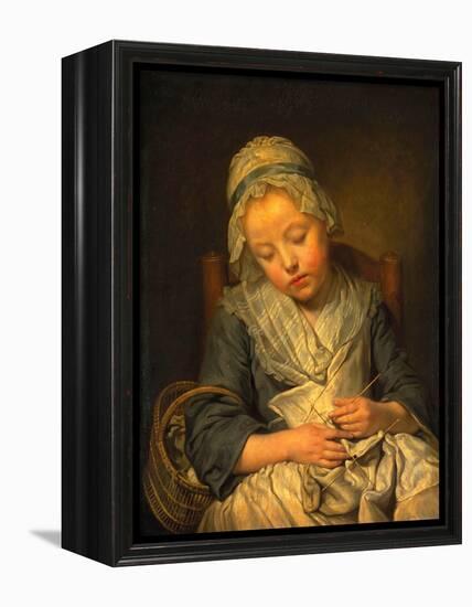 Young Knitter Asleep, C.1759-Jean Baptiste Greuze-Framed Premier Image Canvas