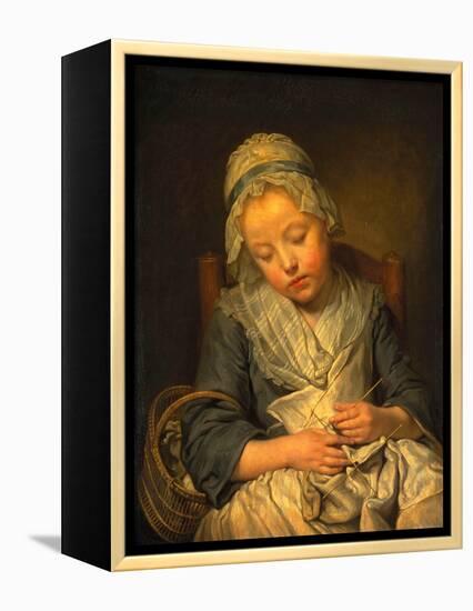 Young Knitter Asleep, C.1759-Jean Baptiste Greuze-Framed Premier Image Canvas