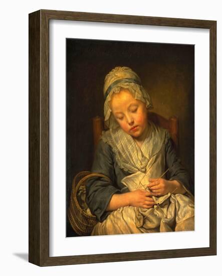 Young Knitter Asleep, C.1759-Jean Baptiste Greuze-Framed Giclee Print