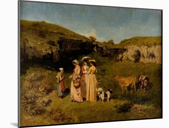Young Ladies of the Village, 1851-2-Gustave Courbet-Mounted Giclee Print