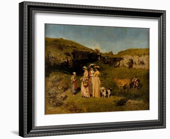 Young Ladies of the Village, 1851-2-Gustave Courbet-Framed Giclee Print