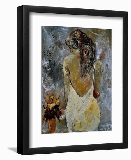 Young Lady And Flowers.-Pol Ledent-Framed Premium Giclee Print