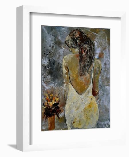 Young Lady And Flowers.-Pol Ledent-Framed Premium Giclee Print