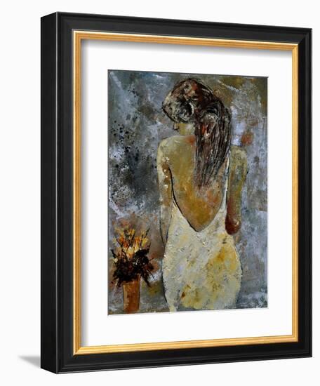 Young Lady And Flowers.-Pol Ledent-Framed Premium Giclee Print