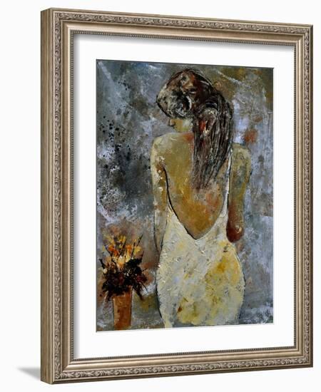 Young Lady And Flowers.-Pol Ledent-Framed Premium Giclee Print