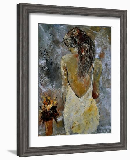 Young Lady And Flowers.-Pol Ledent-Framed Premium Giclee Print