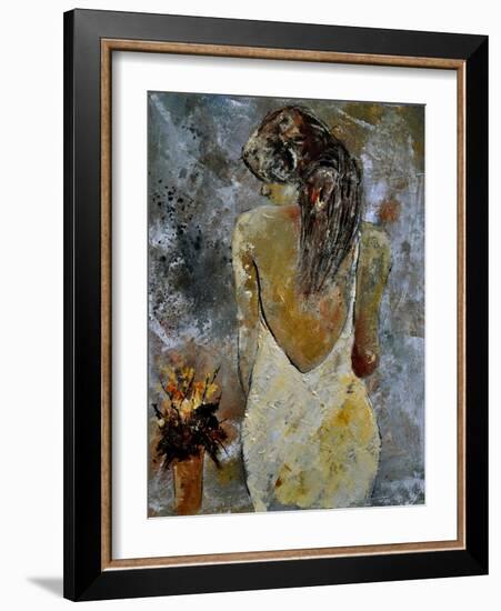 Young Lady And Flowers.-Pol Ledent-Framed Art Print