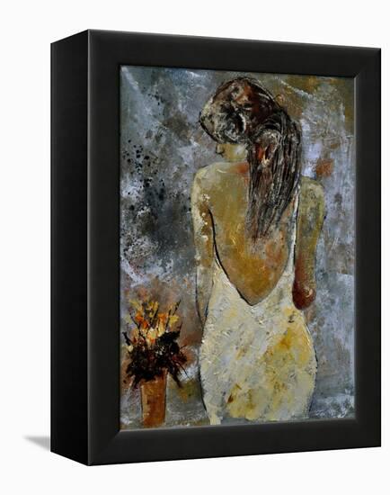 Young Lady And Flowers.-Pol Ledent-Framed Stretched Canvas