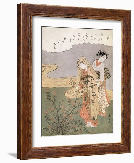 Young Lady and Maid, C1745-1770-Suzuki Harunobu-Framed Giclee Print