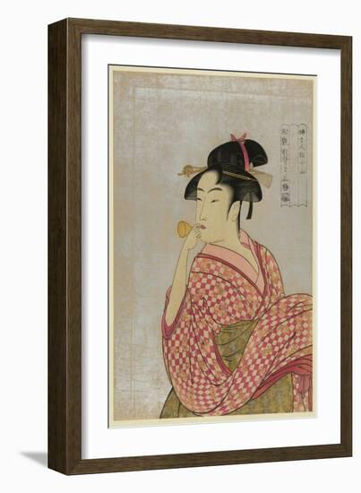 Young Lady Blowing on a Poppin-Kitagawa Utamaro-Framed Premium Giclee Print