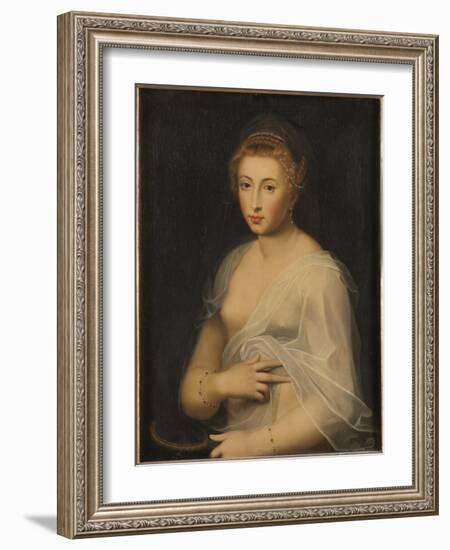 Young Lady Holding a Mirror-French School-Framed Giclee Print