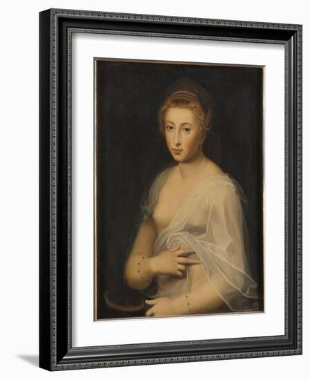 Young Lady Holding a Mirror-French School-Framed Giclee Print