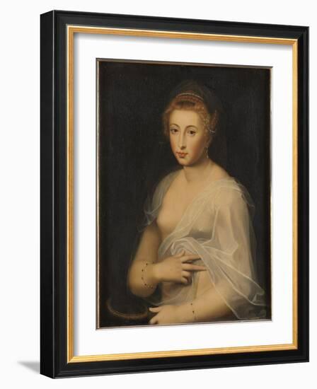 Young Lady Holding a Mirror-French School-Framed Giclee Print