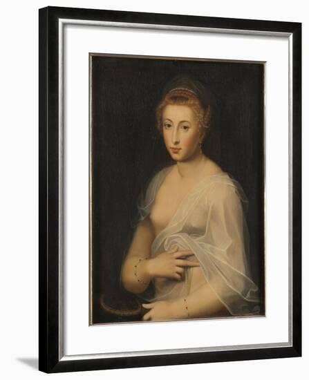 Young Lady Holding a Mirror-French School-Framed Giclee Print