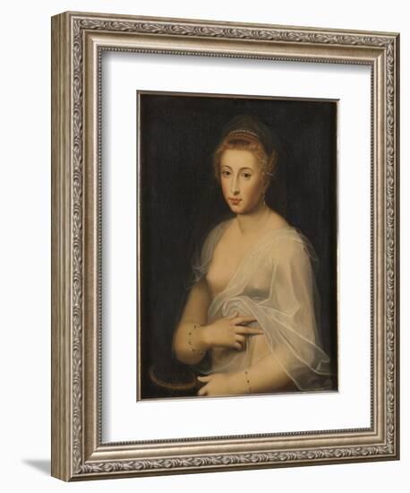 Young Lady Holding a Mirror-French School-Framed Giclee Print