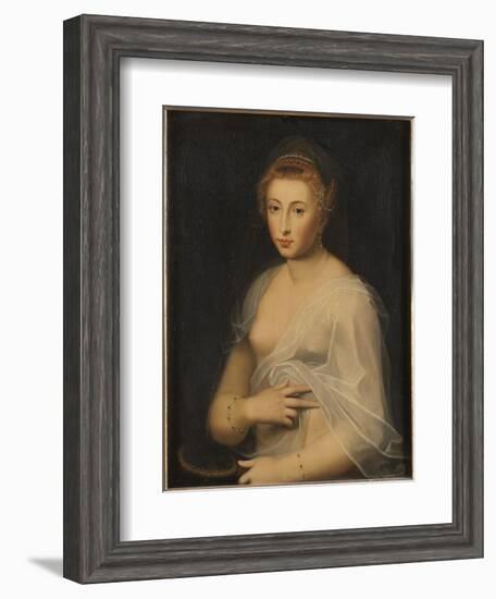 Young Lady Holding a Mirror-French School-Framed Giclee Print