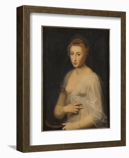 Young Lady Holding a Mirror-French School-Framed Giclee Print