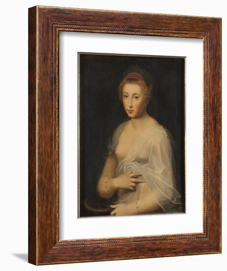 Young Lady Holding a Mirror-French School-Framed Giclee Print