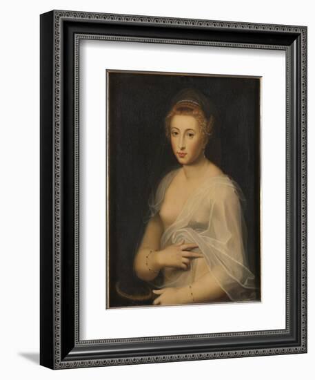 Young Lady Holding a Mirror-French School-Framed Giclee Print