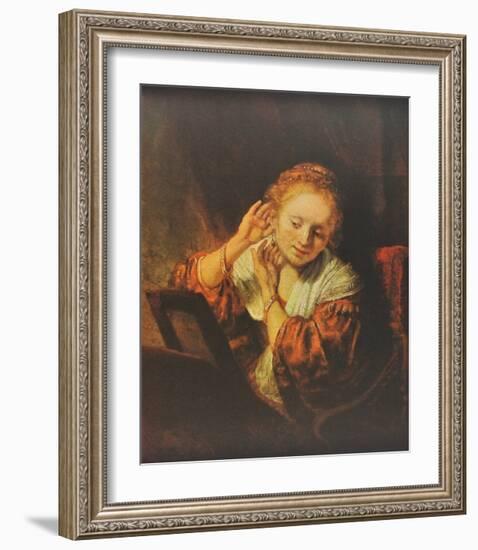 Young Lady in front of a Mirror-Rembrandt van Rijn-Framed Collectable Print