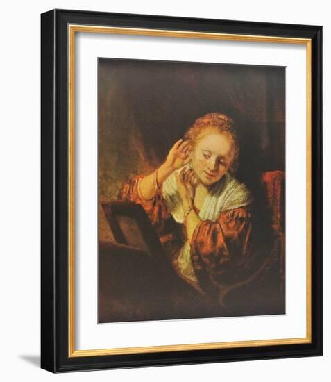 Young Lady in front of a Mirror-Rembrandt van Rijn-Framed Collectable Print