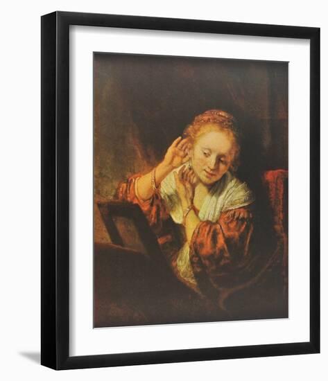 Young Lady in front of a Mirror-Rembrandt van Rijn-Framed Collectable Print