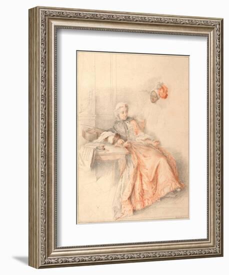 Young Lady Reading and a Page-Jacques-André Portail-Framed Giclee Print