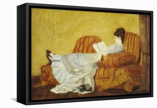 Young Lady Reading-Mary Cassatt-Framed Premier Image Canvas