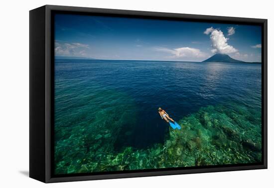 Young Lady Snorkeling over the Reef Wall in the Area of the Island of Bunaken, Sulawesi, Indonesia-Dudarev Mikhail-Framed Premier Image Canvas