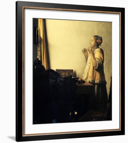 Young Lady with a Pearl Necklace-Johannes Vermeer-Framed Giclee Print