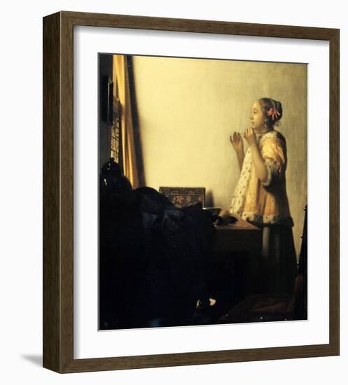 Young Lady with a Pearl Necklace-Johannes Vermeer-Framed Giclee Print