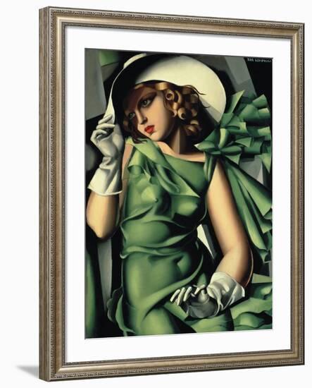 Young Lady with Gloves-Tamara de Lempicka-Framed Giclee Print