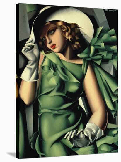 Young Lady with Gloves-Tamara de Lempicka-Framed Stretched Canvas