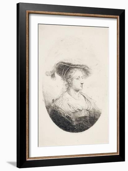 Young Lady with Plumed Hat, 1644-Ferdinand Bol-Framed Giclee Print