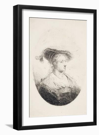 Young Lady with Plumed Hat, 1644-Ferdinand Bol-Framed Giclee Print