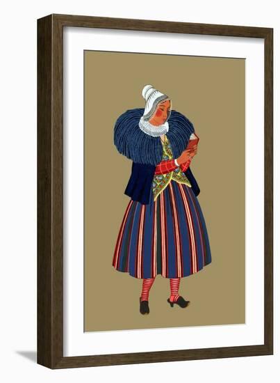 Young Lass from the Seaside Town of Le Sables D'Olonne Reads a Christian Prayer Book-Elizabeth Whitney Moffat-Framed Art Print