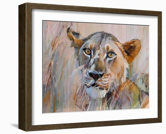 Young Lion in the Grass, 2020, (oil on canvas)-Mark Adlington-Framed Giclee Print