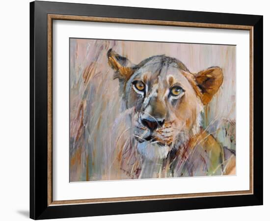 Young Lion in the Grass, 2020, (oil on canvas)-Mark Adlington-Framed Giclee Print