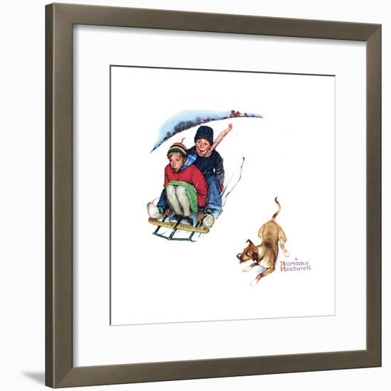 Young Love: Sledding-Norman Rockwell-Framed Giclee Print