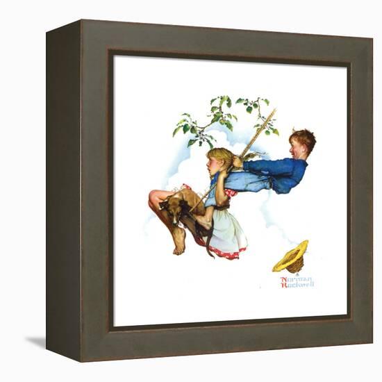 Young Love: Swinging-Norman Rockwell-Framed Premier Image Canvas