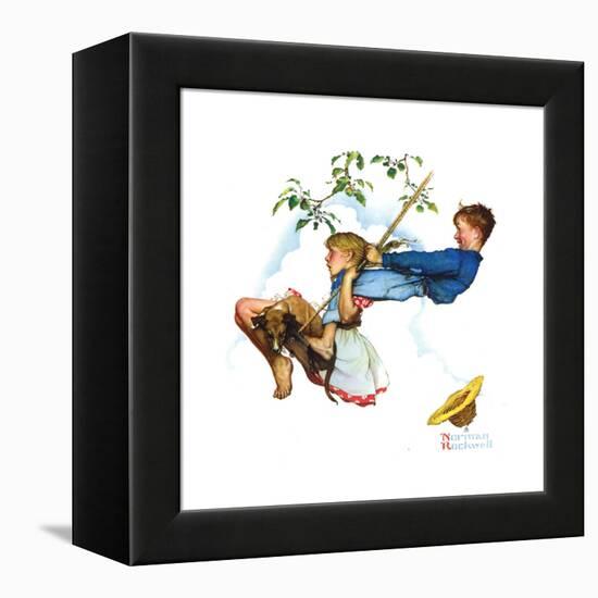 Young Love: Swinging-Norman Rockwell-Framed Premier Image Canvas