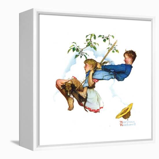 Young Love: Swinging-Norman Rockwell-Framed Premier Image Canvas